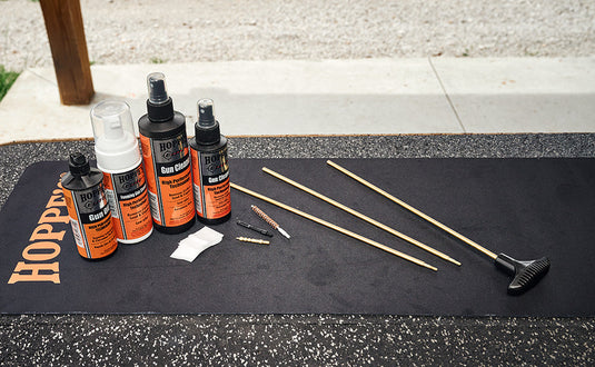 Hoppe's cleaning products lined up