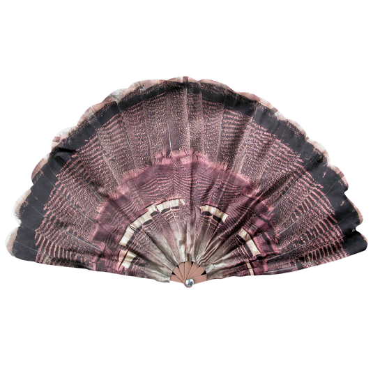 The Primos Killer B Turkey Decoy is a realistic decorative hand fan made from brown and black patterned feathers.