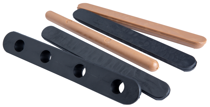 Load image into Gallery viewer, Six Big Bucks Rattling Bags by Primos, in black and tan, three with holes and three solid, on a white surface.
