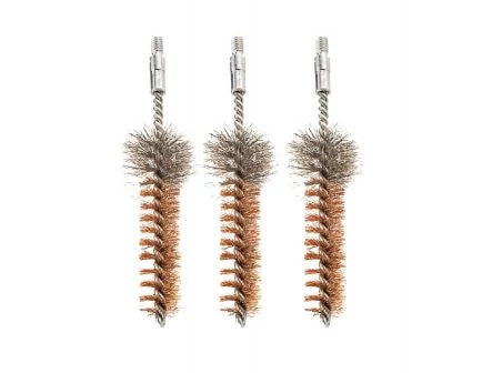Three cleaning brushes with bristle heads on a white background