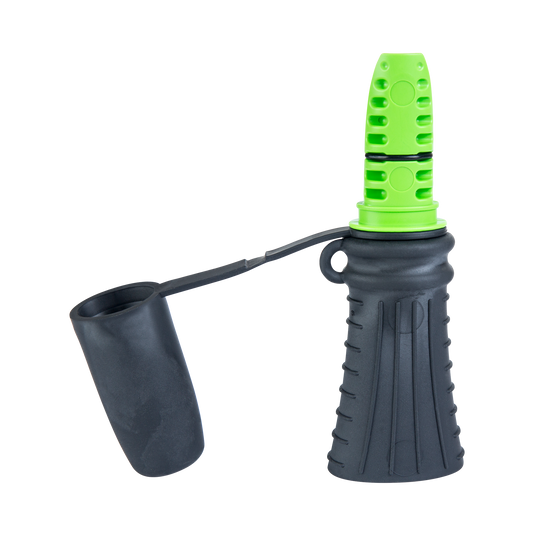 The Primos Imaka Da Bull Crazy Long Range Elk Call features a black/green design and a detachable cover.