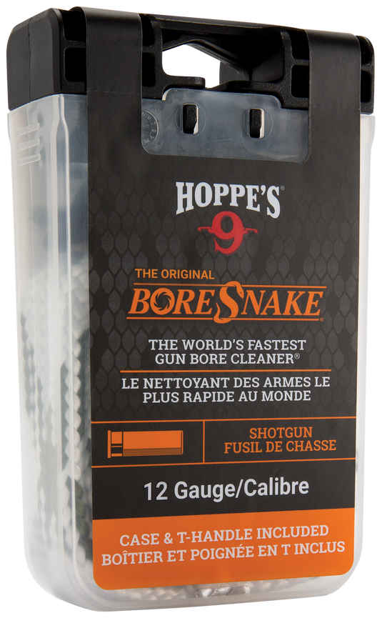 Hoppe’s Boresnake® Den Shotgun for 12 gauge, in a plastic case with orange and black label.