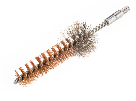 Metal cleaning brush with bristle heads on a white background