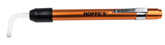 Orange and black bore light tool with 'Hoppe's' branding on a white background