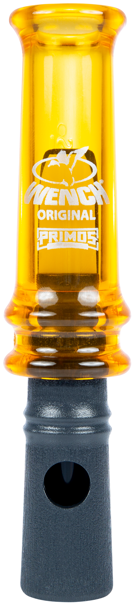 An orange and black Primos The Original Wench Duck Call with 