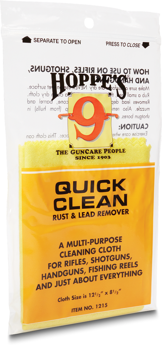 Hoppes 9 Quick Clean rust and lead remover packaging on a white background