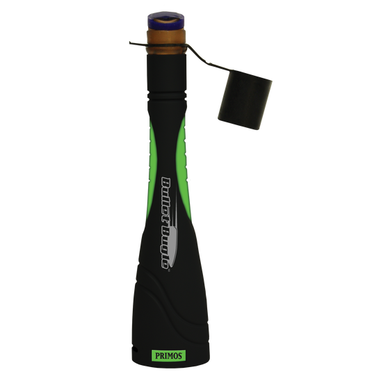 Black and green Primos hunting call on a white background
