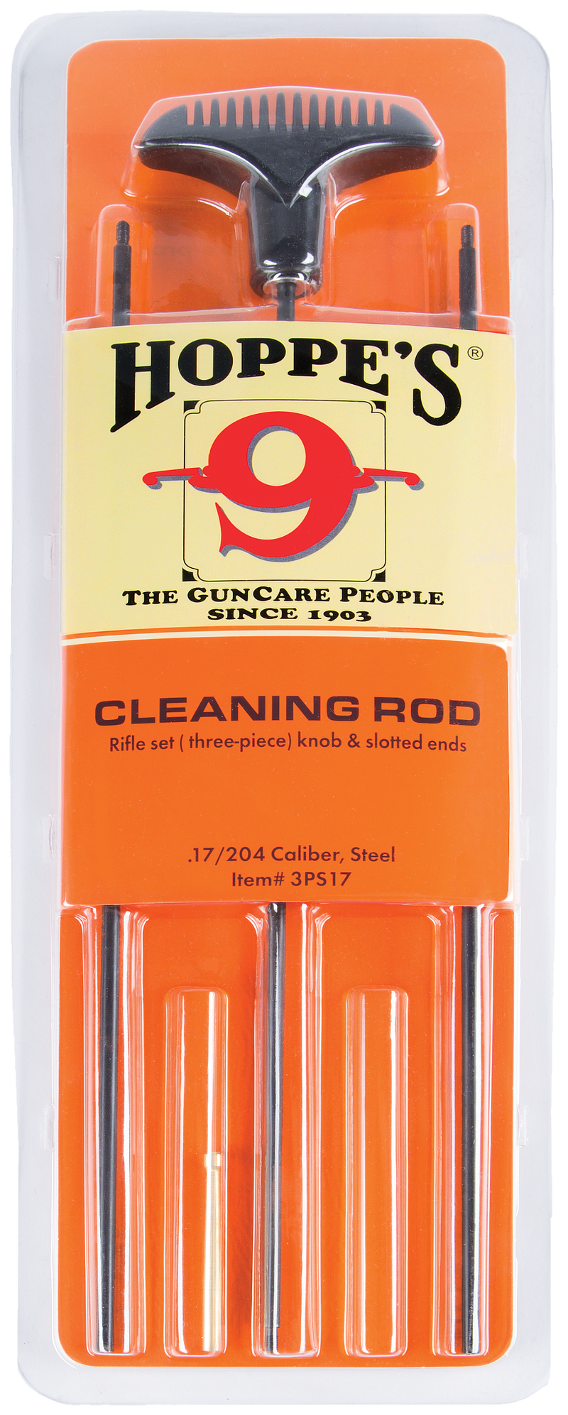 Load image into Gallery viewer, Hoppe's .17/204 caliber cleaning rod packaging with orange and yellow design
