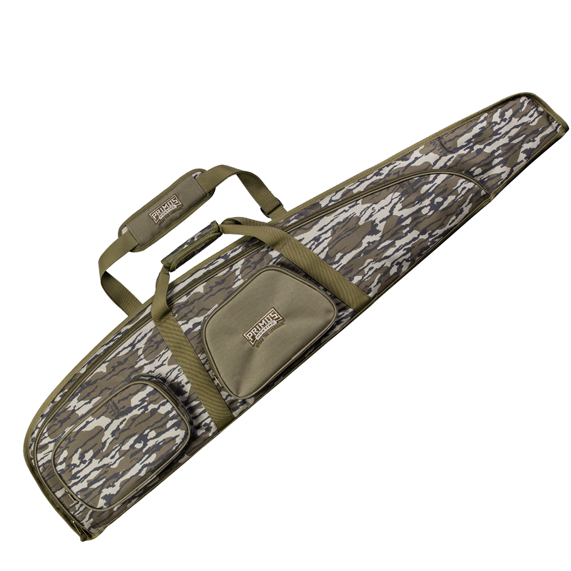 Load image into Gallery viewer, The Primos Mossy Oak Bottomland Scoped Rifle Case has handles and zippered pockets for easy firearm storage and transport.
