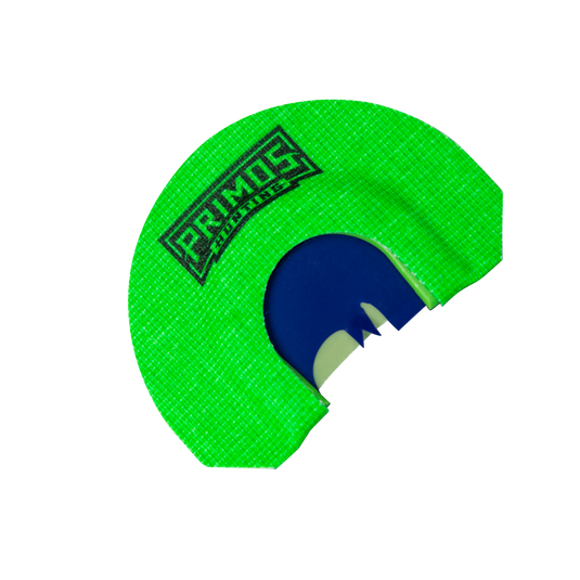 The Blair - Hen House Series Turkey Mouth Call by Primos features a green snaketongue cut and blue latex reed.