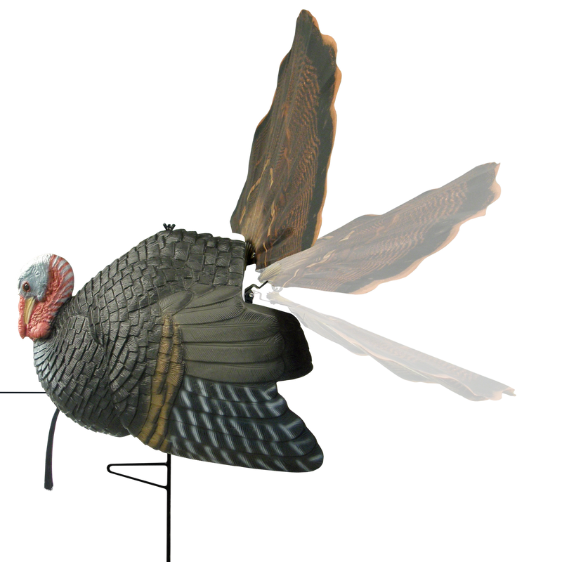 Load image into Gallery viewer, The Primos Killer B Turkey Decoy features a realistic look with one wing raised and a transparent motion trail.
