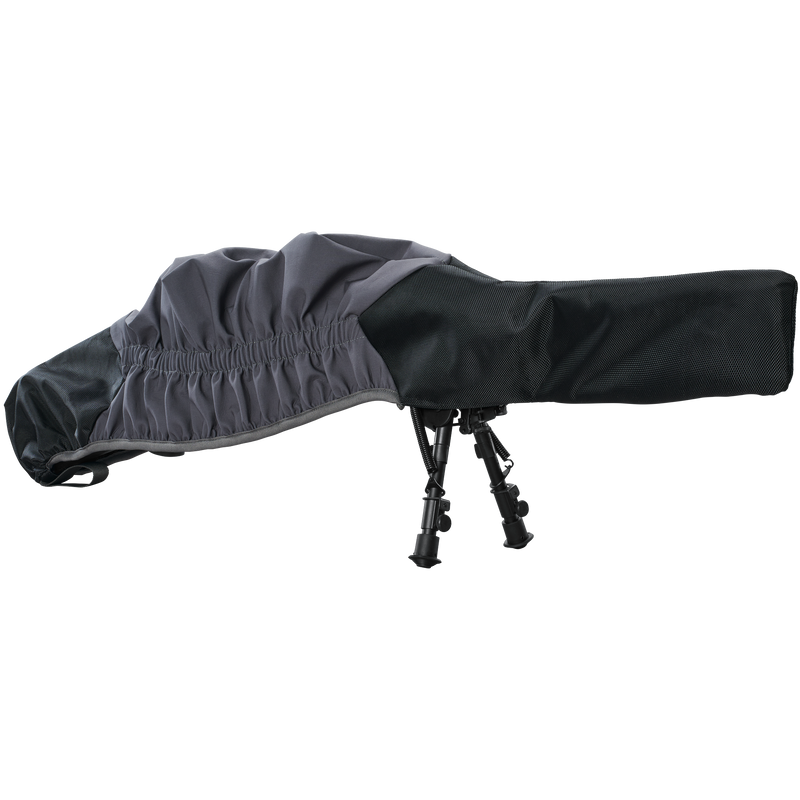 Load image into Gallery viewer, Butler Creek Element Gun Cover (Suppressor), gray/black, with tripod legs partially visible underneath.
