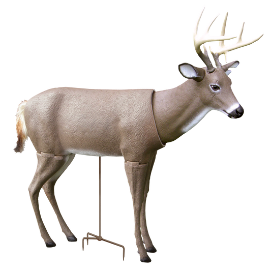 The Primos Scar Deer Decoy has antlers and metal supports, ideal for archery or hunting practice.