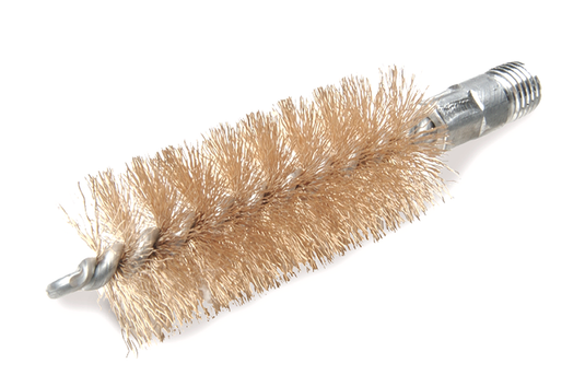 Phosphor bronze shotgun cleaning brush with a metal handle on a white background