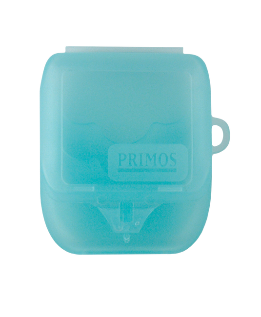 Translucent blue See Thru Call Case by Primos with a front logo and right-side tab.