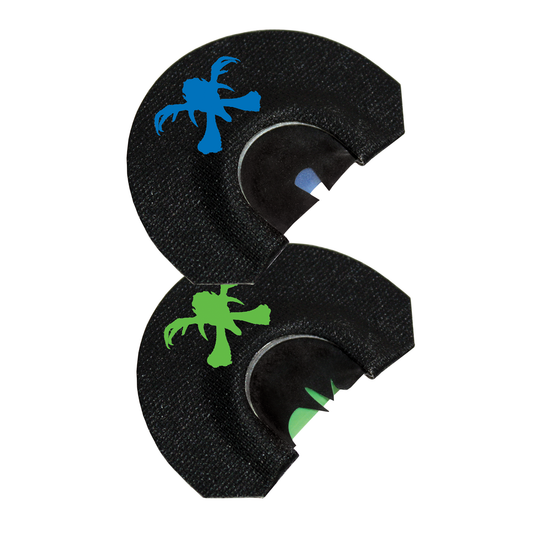 Two Primos Hook Hunter 2 Pak Turkey Calls, each with blue or green logo, are shown on a white background.