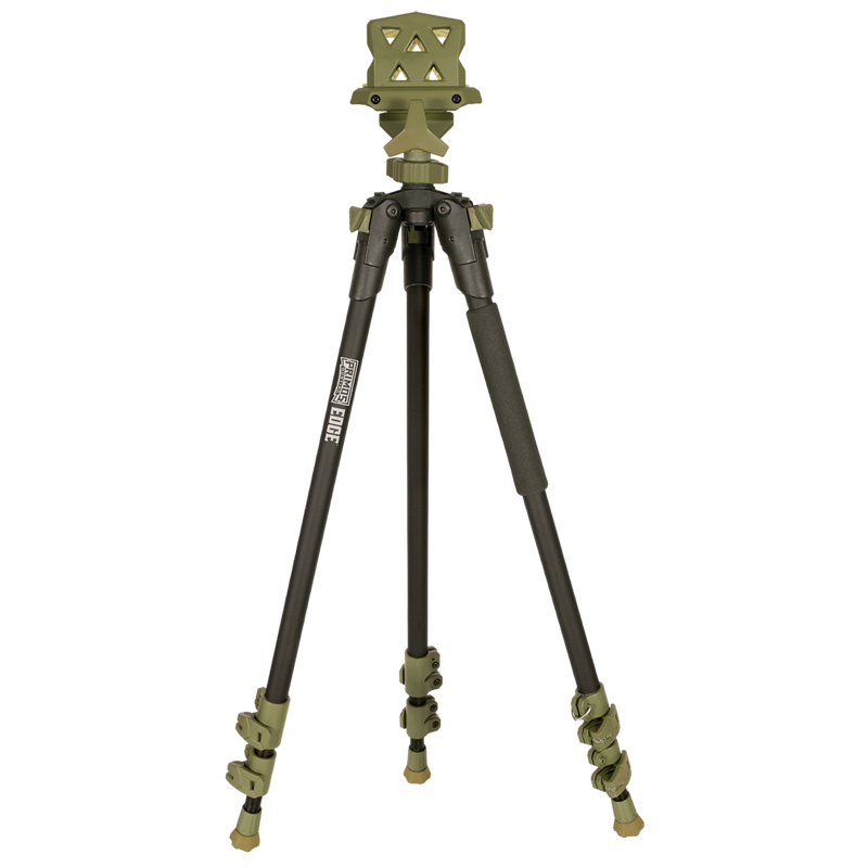 Load image into Gallery viewer, Primos Edge Aluminum Tripod Shooting Stick features an adjustable gun clamp, angular head, and three legs.
