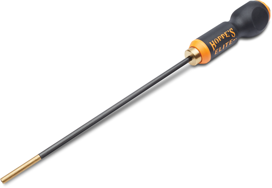 The Hoppe's Elite® Carbon Fiber Rod features a black handle, orange accents, and a long metal shaft.