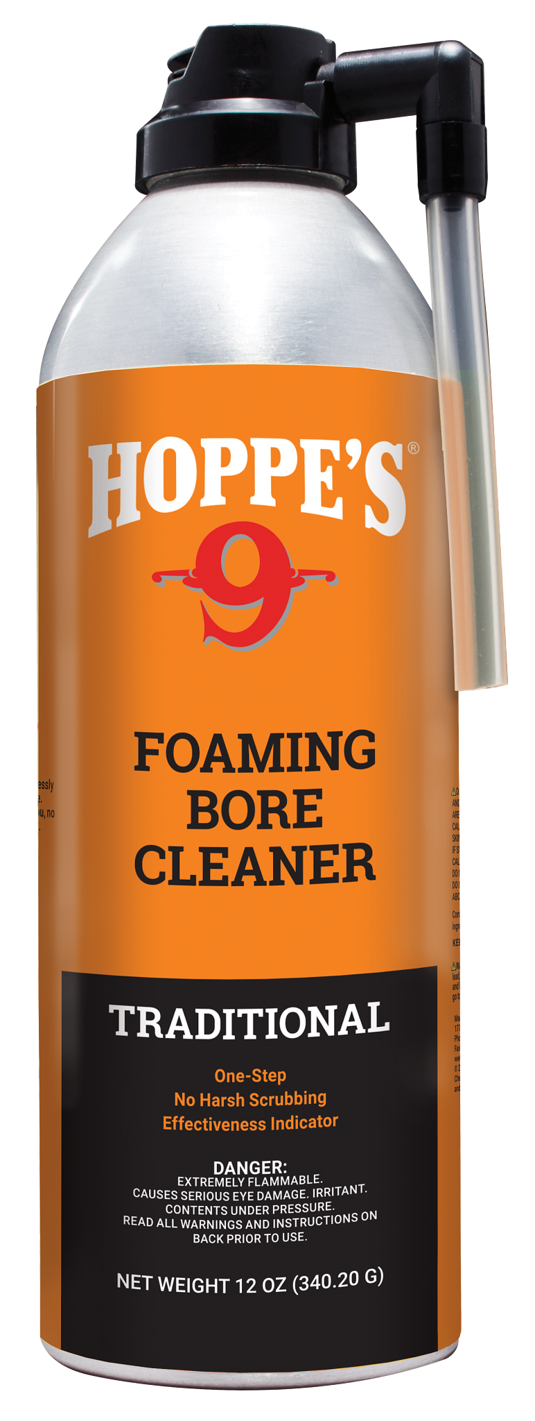 Load image into Gallery viewer, Hoppe's Foaming Bore Cleaner 12 oz can with orange label and black nozzle.
