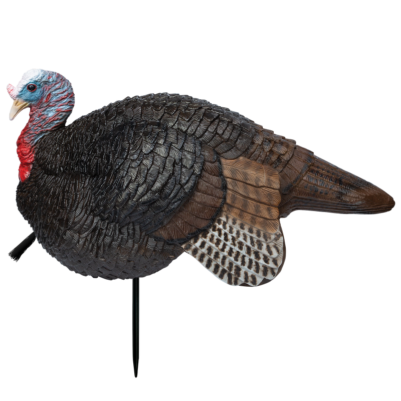 Load image into Gallery viewer, The Primos Lil Gobbstopper™ Hen &amp; Jake Turkey Decoys feature detailed feathers, red wattles, blue heads, and support stakes.

