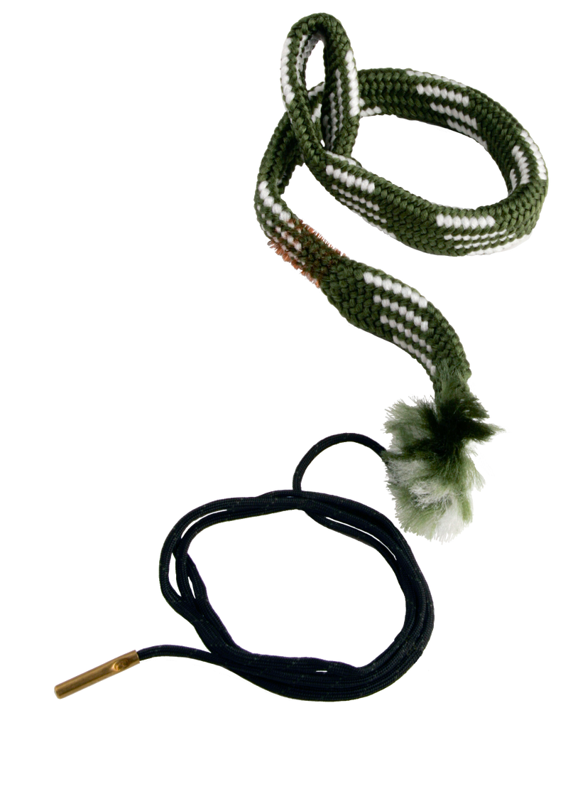 Load image into Gallery viewer, Two coiled gun cleaning ropes, one green and one black, on a white background.
