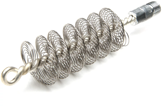 stainless-steel spiral brush on a white background