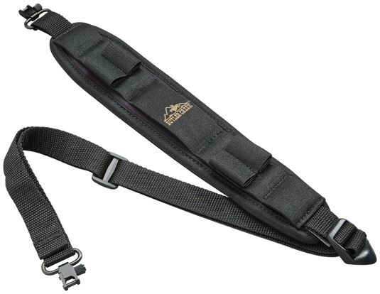 Butler Creek Comfort Stretch Alaskan Magnum Rifle Sling with swivel, padded strap, and clips.