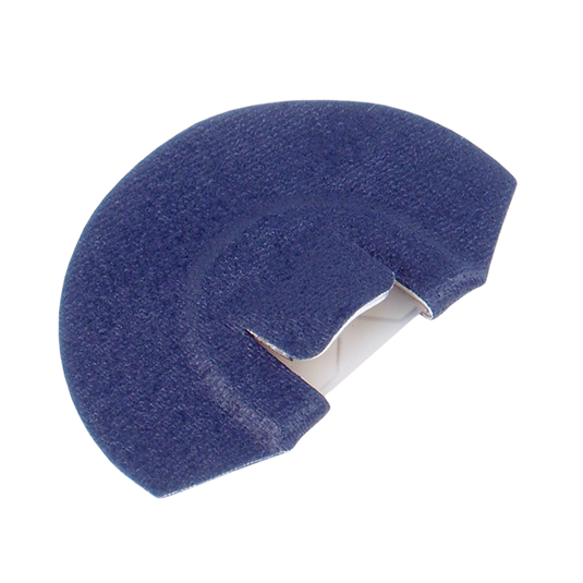 The Primos Hyper Plate™ Double Elk Call is a blue, semi-circular mouth call with a white latex reed and center Sound Plate.
