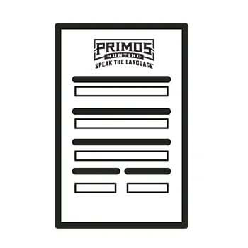 A form with the Primos Hunting logo and the phrase Speak the Language at the top, followed by blank fields.