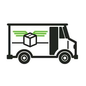 A black and green delivery truck.