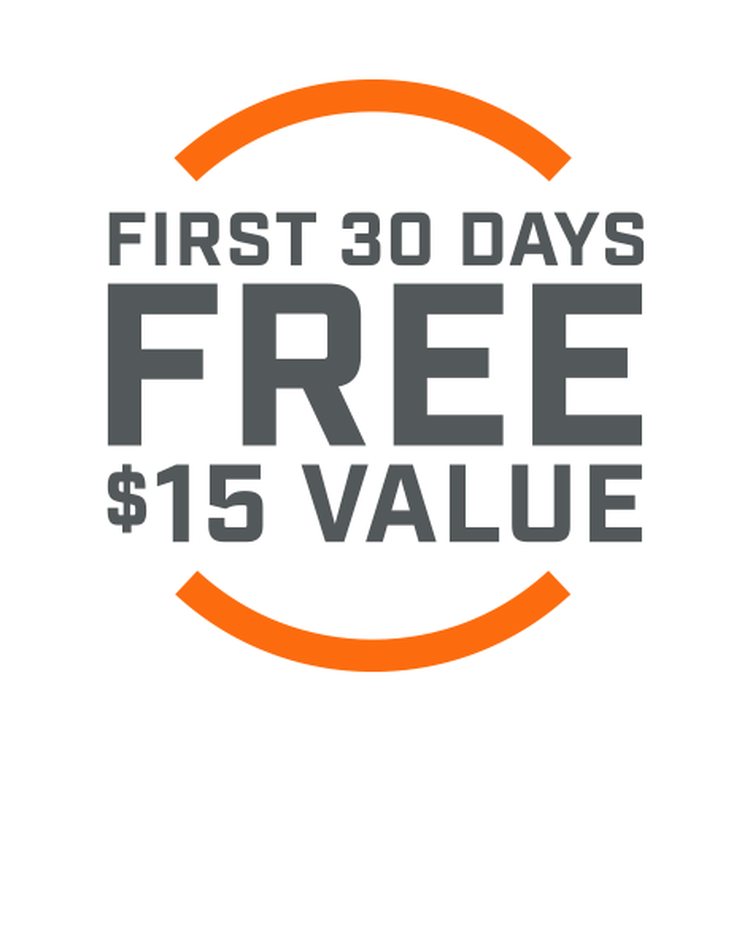 First 30 Days Free $15 Value icon graphic on transparent background