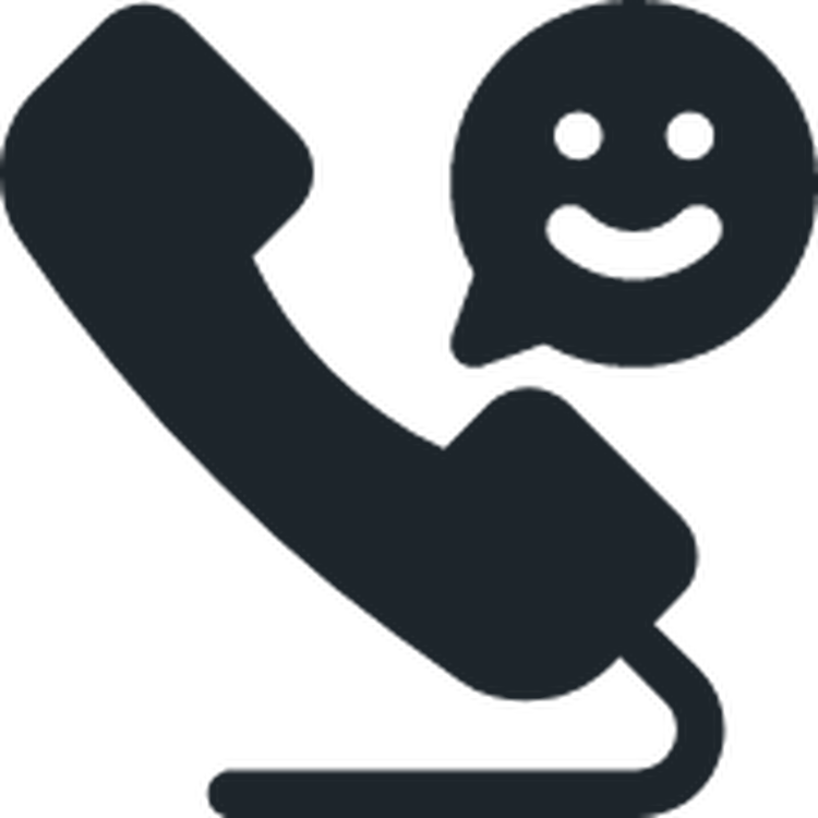 Friendly phone icon graphic on transparent background