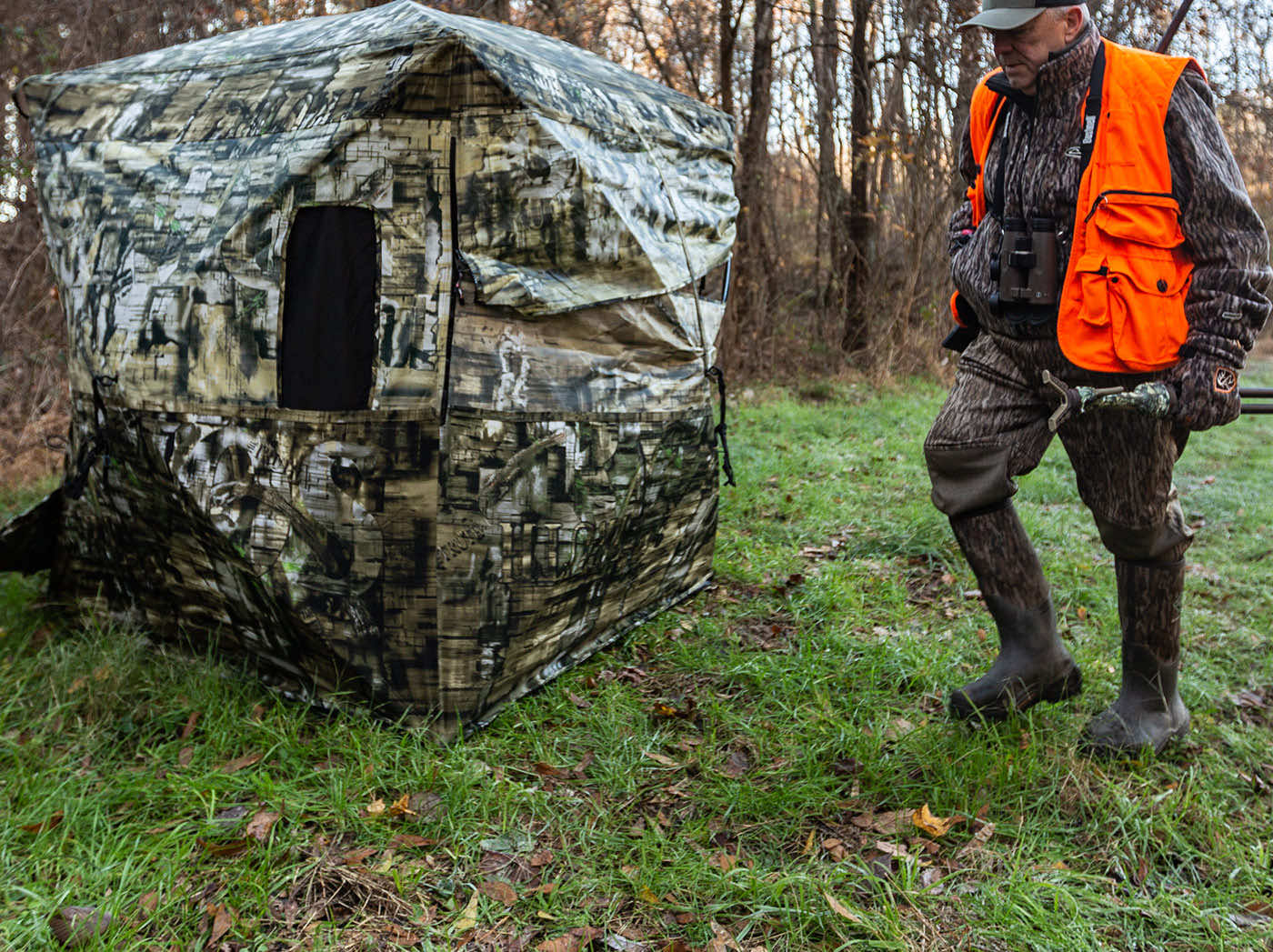 Hunter Using A Ground Blind